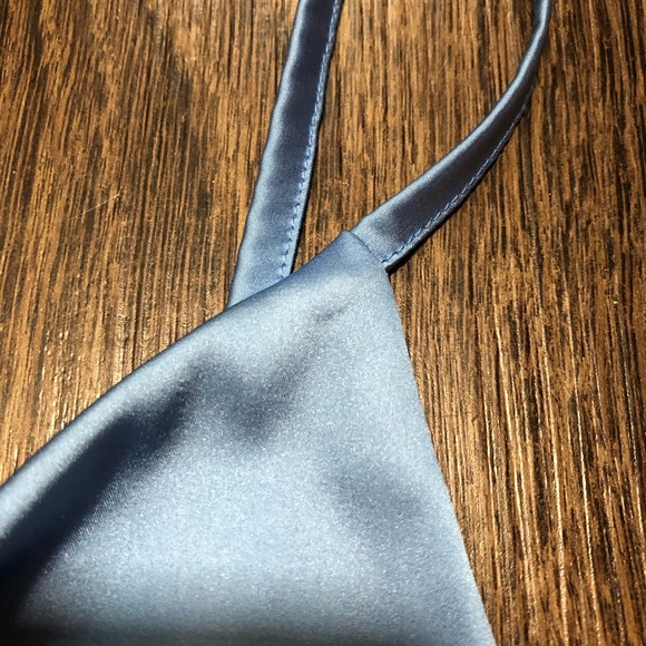 Baby Blue Satin Ruched Top - Picture 7 of 17